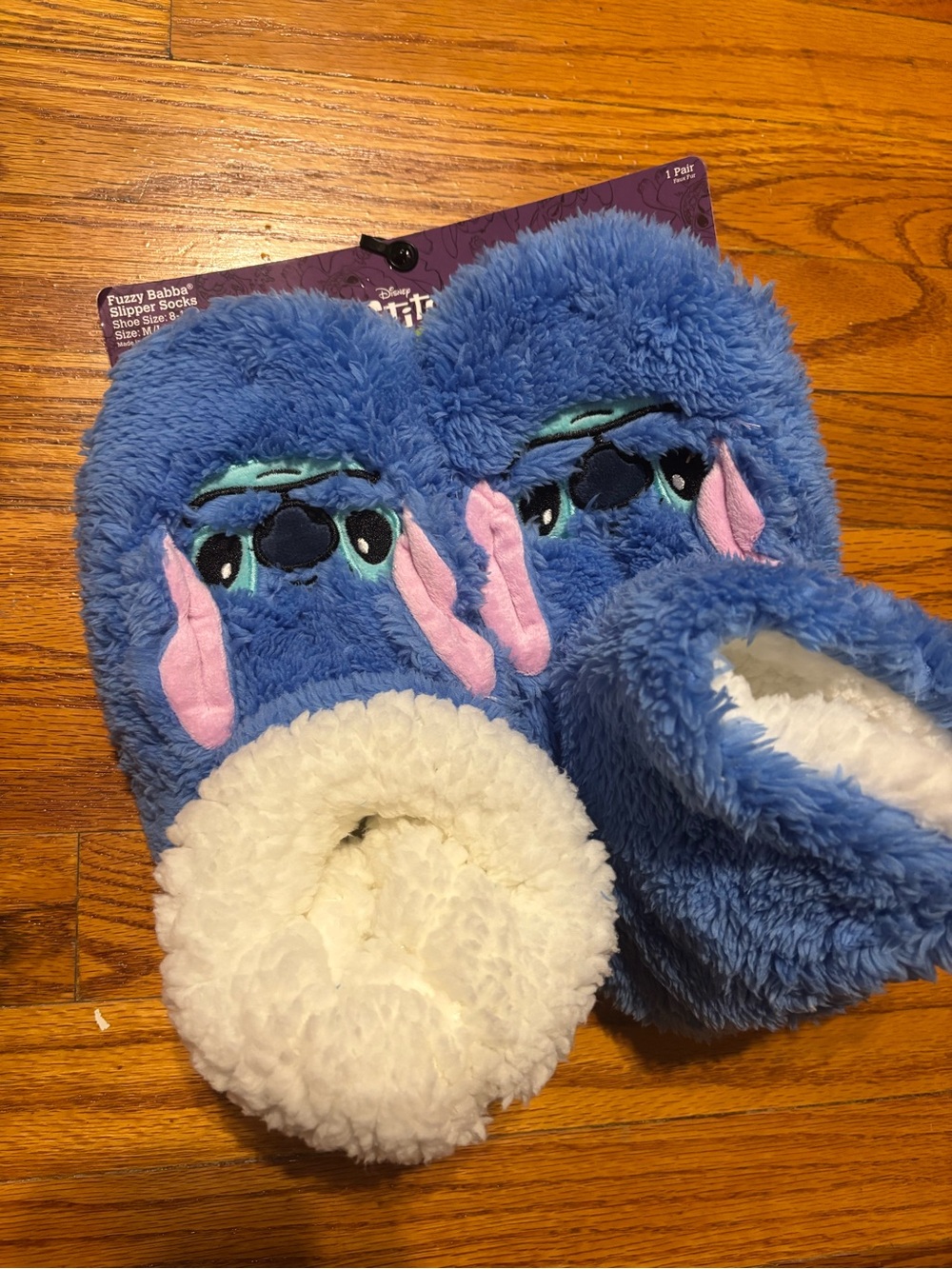 Disney Blue Stitch Plush Sherpa Lined Slipper Socks
